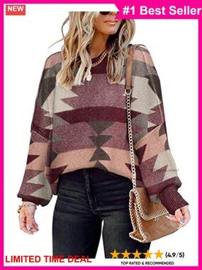 Womens Batwing Sleeve Side Slit Loose Knit Pullover Sweater